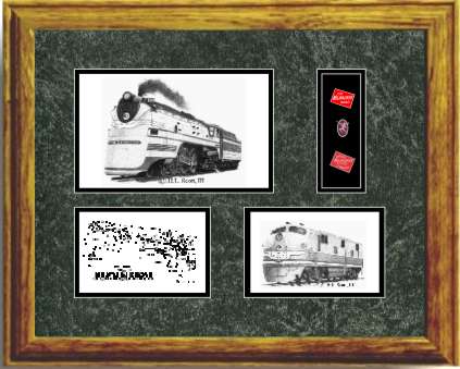 Milwaukee Road Railroad #100 art print framed in style G