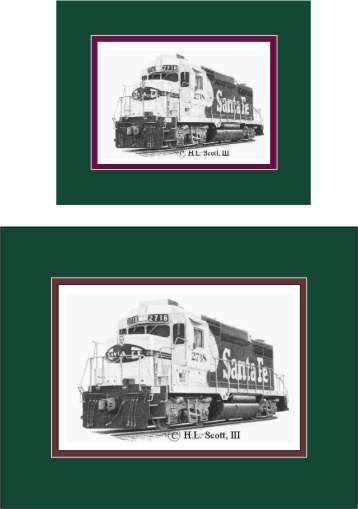 Santa Fe Railroad #2718 art print  matted