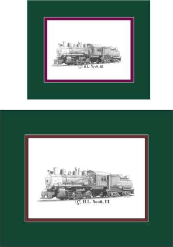 Southenr Pacific Railroad #1233  art print matted in green
