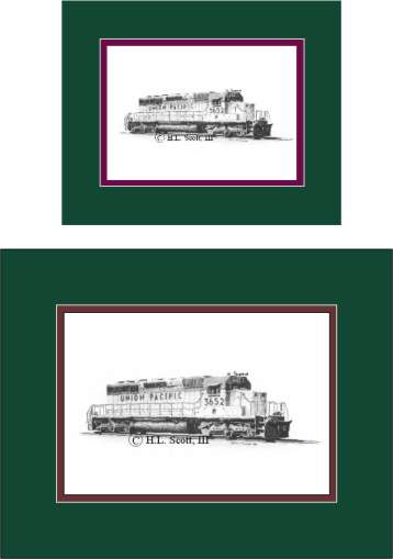 Union Pacific 3652 art print matted