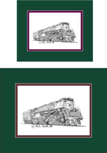 Union Pacific Railroad #3985 art print matted