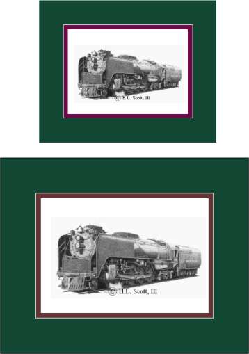 Union Pacific Railroad #844 art print matted