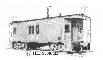 Western Pacific Railroad caboose art print