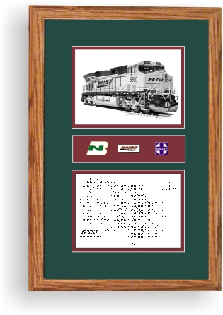 BNSF 5890 Railroad art print framed in style F