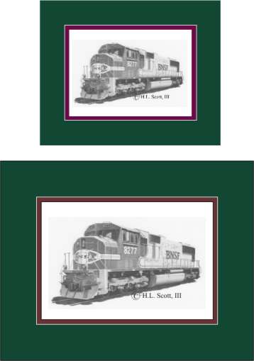 BNSF 8277 art print matted