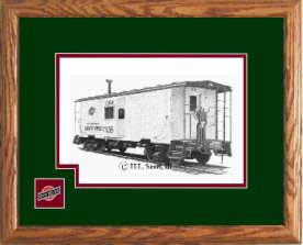 cnw caboose art print framed in style D