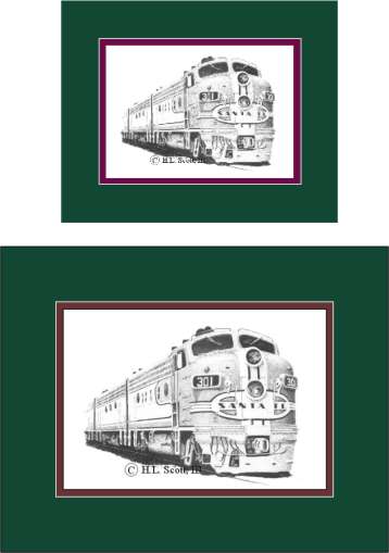 Santa Fe Railroad #301 art print matted 