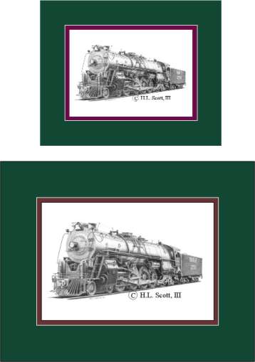 Santa Fe Railroad #3751 art print matted