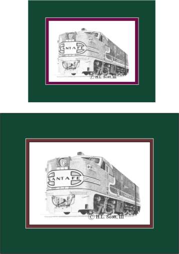 santa fe railroad #51 art print matted