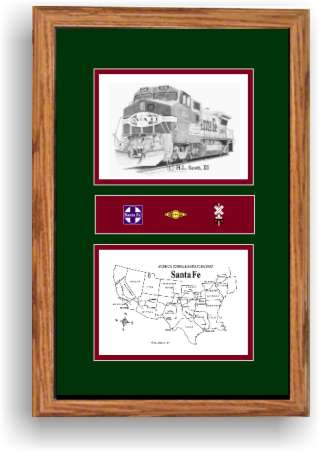 Santa Fe Railroad 554 art print framed in style F