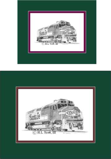 Santa Fe Railroad #91 art print matted